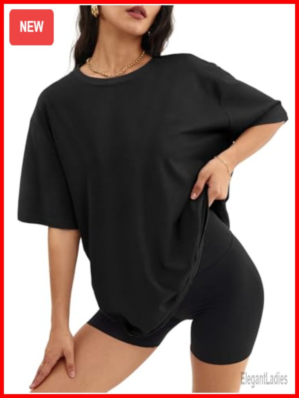 Oversized Womens Workout T Shirt Short Sleeve Loose Fit Crew Neck Tee